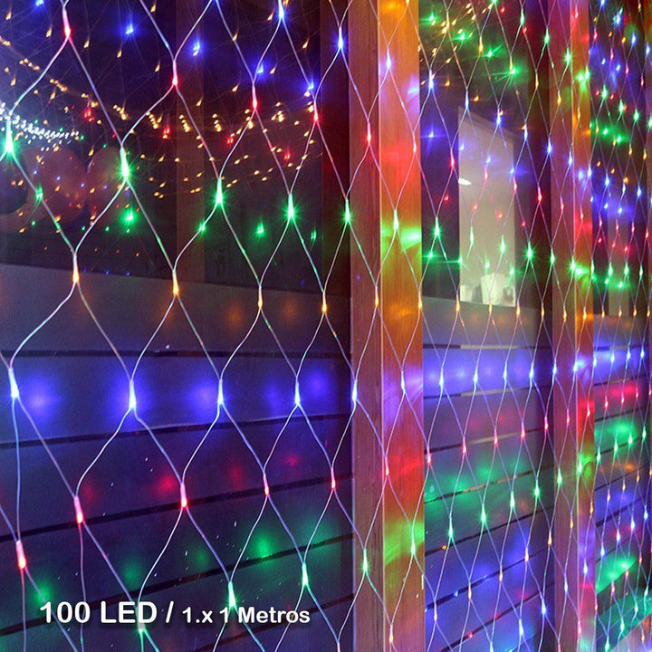 Luces Malla LED 100 Luces 1x1 Metros Luz Navidad RF 100TC