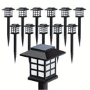Conjunto de 12 Luces Solares LED para Jardín, Iluminación Exterior con Temporizador Automático, Diseño Pequeña Casa para Patio, Césped y Entrada, Resistentes al Clima y Eficientes en Energía, Iluminación Paisajística | Luces Decorativas para Jardín | LED