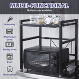 Estante metálico expandible para microondas con ganchos - Organizador vertical de mostrador para tostadora, freidora de aire, arrocera y más - Fácil instalación, construcción metálica duradera, diseño ahorrador de espacio para electrodomésticos de cocina