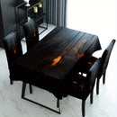 Lanzamiento, "Noche Oscura Lujo: Conjunto de mesa de comedor de madera maciza de carbón negro y sillas" Impreso 5/7piezas Set (1 mantel + 4 fundas de silla / 1 mantel + 6 fundas de silla), mesa de comedor rectangular decorativa y sillas, a prueba de polv