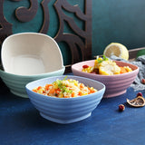 4 piezas, Cuenco de Cereales de Plástico Cuadrado, Cuenco para Snacks, Cuenco Reutilizable de Cocina, Apto para Microondas y Lavavajillas, Puede ser utilizado para Sopa, Cereales, Ramen, Caravana, Camping, Residencia Universitaria