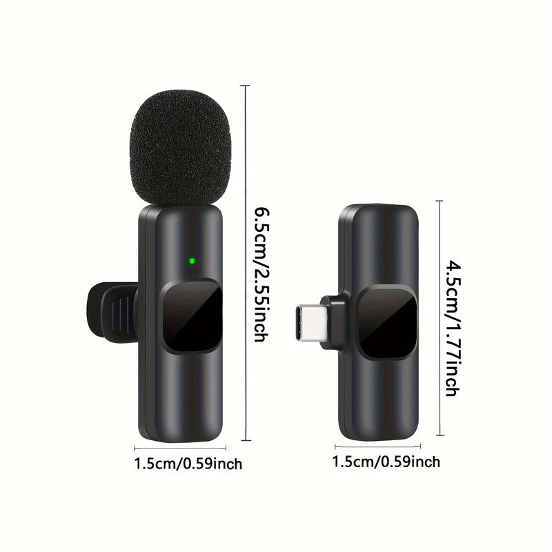 Micrófono inalámbrico profesional de solapa para teléfonos inteligentes USB-C, computadoras portátiles, para grabación de audio y video, juegos en vivo, entrevistas y vlogs.