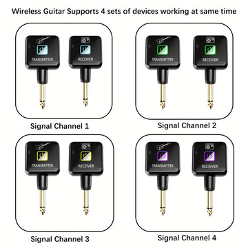 Transmisor Receptor sin varillas para Guitarra Recargable con 4 Canales de Señal para Instrumentos Eléctricos y Bajo