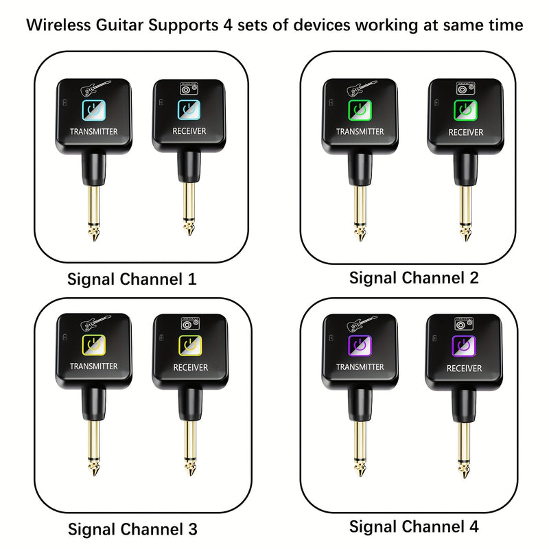 Transmisor Receptor sin varillas para Guitarra Recargable con 4 Canales de Señal para Instrumentos Eléctricos y Bajo
