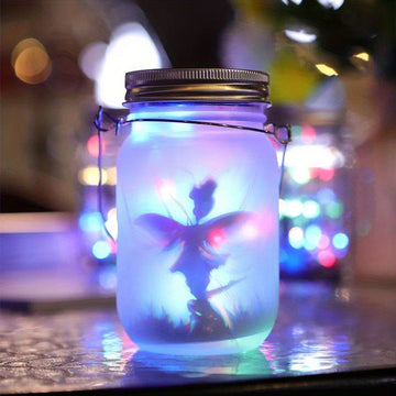1 unidad, luces solares de hadas, luces decorativas para jardín - lámparas colgantes de vidrio esmerilado en frasco Mason para árbol, mesa, patio, jardín, césped