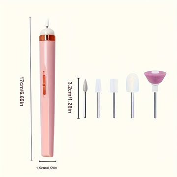 Lima de Uñas Portátil, Taladro Eléctrico para Uñas con 5 Puntas Adhesivas y Velocidad Ajustable para Manicura y Herramientas de Cuidado del Kit de Uñas con Luz LED y Carga USB