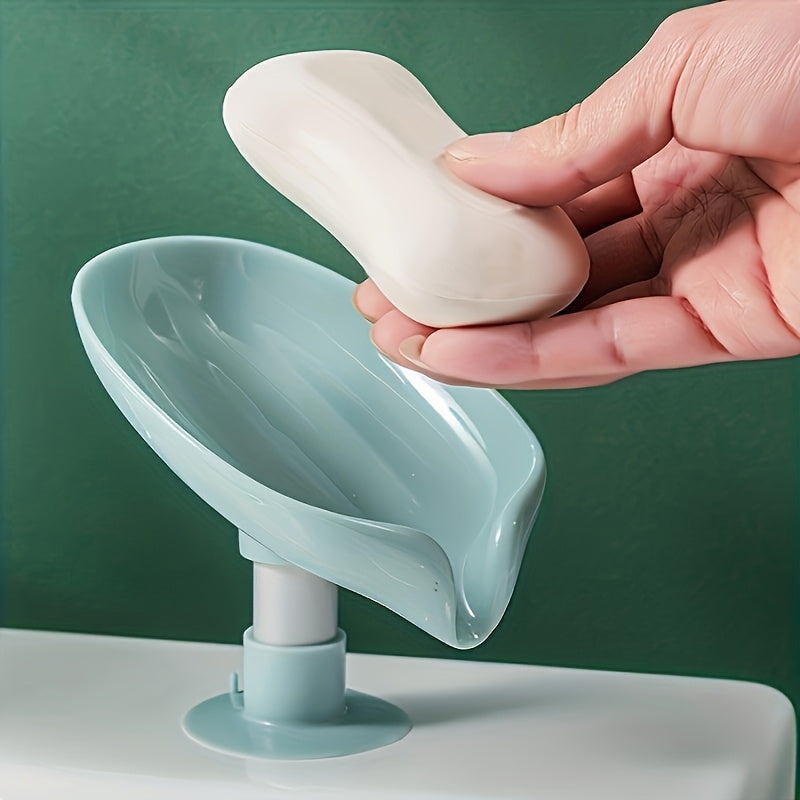 Soporte de jabón de forma elegante con diseño de drenaje - Fuerte succión, fácil instalación, mantiene el jabón seco y decoración de baño elegante, hecho de plástico duradero, soporte de jabón para baño.