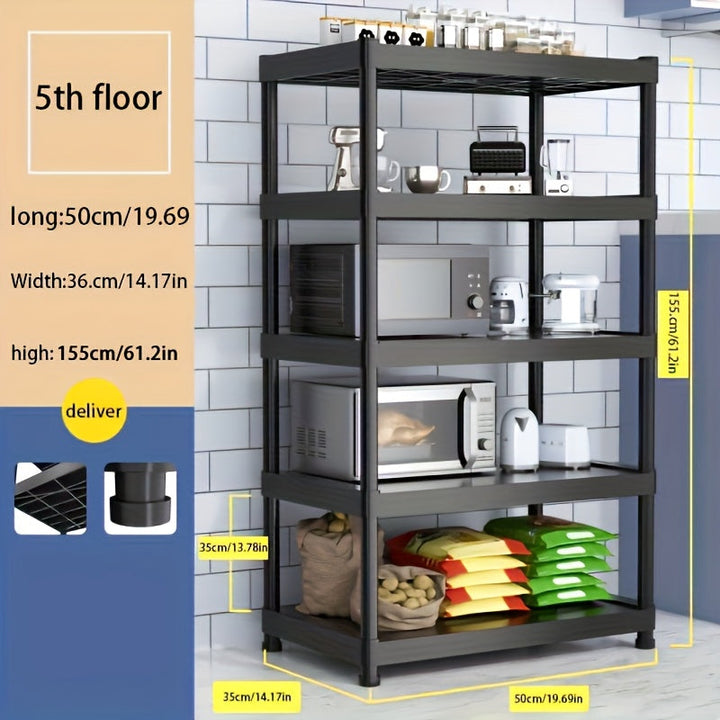 Estantería de Cocina 3/4/5 Niveles, Organizador para Microondas y Horno, Estante Multifuncional de Plástico Reforzado, Almacenamiento para Balcón o Hogar