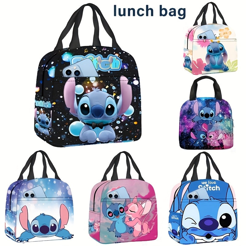 Estuche en bolsa, bolsa de almacenamiento con estampado periférico de Disney Stitch, bolso portátil para almuerzos escolares, oficina o universidad, no apto para alimentos