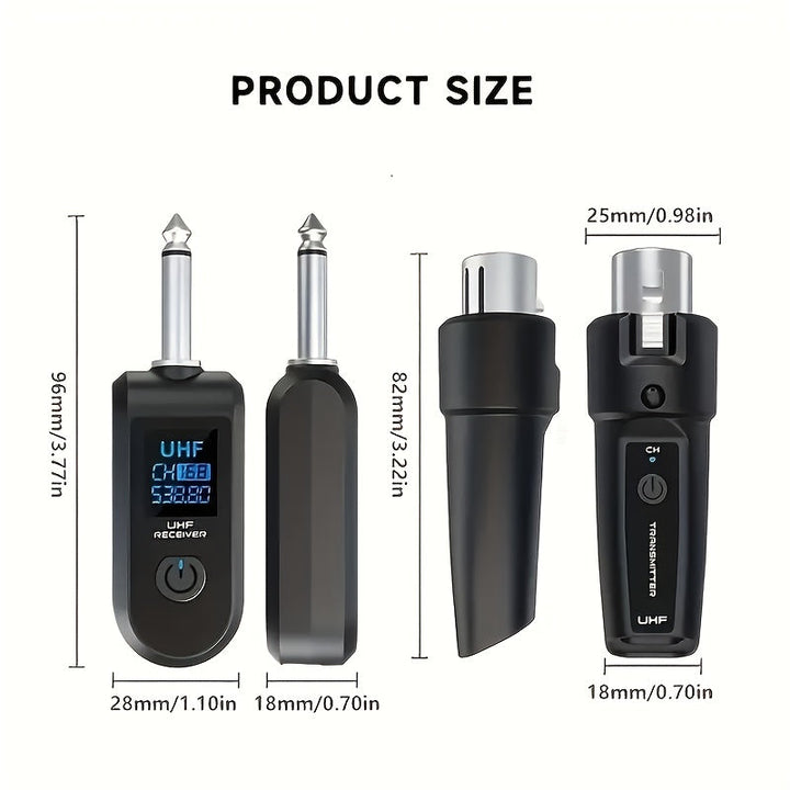 Sistema de micrófono inalámbrico XLR profesional con enchufe, transmisor y receptor XLR para guitarra eléctrica, adecuado para micrófonos dinámicos BETA58, SM58 y SM57, mezclador de audio, guitarra eléctrica y bajo, adecuado para DJ, bar y karaoke.