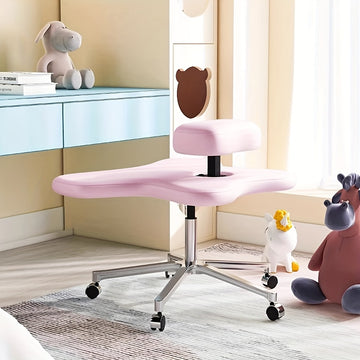 1 silla de oficina con piernas cruzadas, silla de meditación con altura ajustable, hecha de metal y equipada con ruedas, adecuada para el hogar con soporte para la espalda.