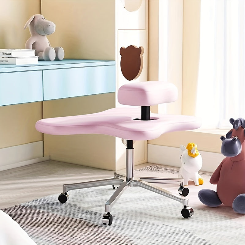 1 silla de oficina con piernas cruzadas, silla de meditación con altura ajustable, hecha de metal y equipada con ruedas, adecuada para el hogar con soporte para la espalda.