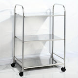 Carrito de acero inoxidable de 3 niveles con ruedas - Estante de almacenamiento versátil para cocina para el hogar, fiestas al aire libre, hoteles y restaurantes - Diseño duradero, fácil de ensamblar y móvil, carrito de cocina para restaurantes | Carrito