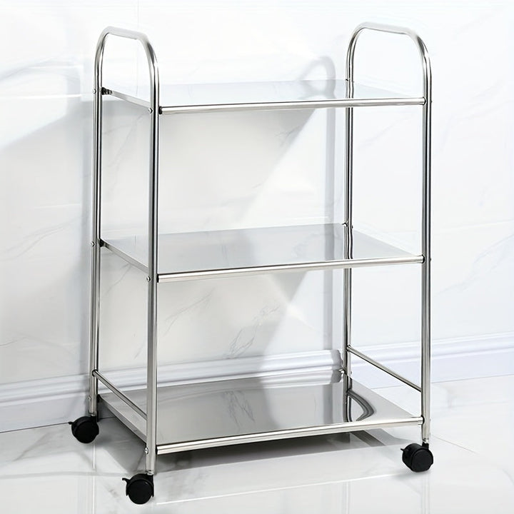 Carrito de acero inoxidable de 3 niveles con ruedas - Estante de almacenamiento versátil para cocina para el hogar, fiestas al aire libre, hoteles y restaurantes - Diseño duradero, fácil de ensamblar y móvil, carrito de cocina para restaurantes | Carrito