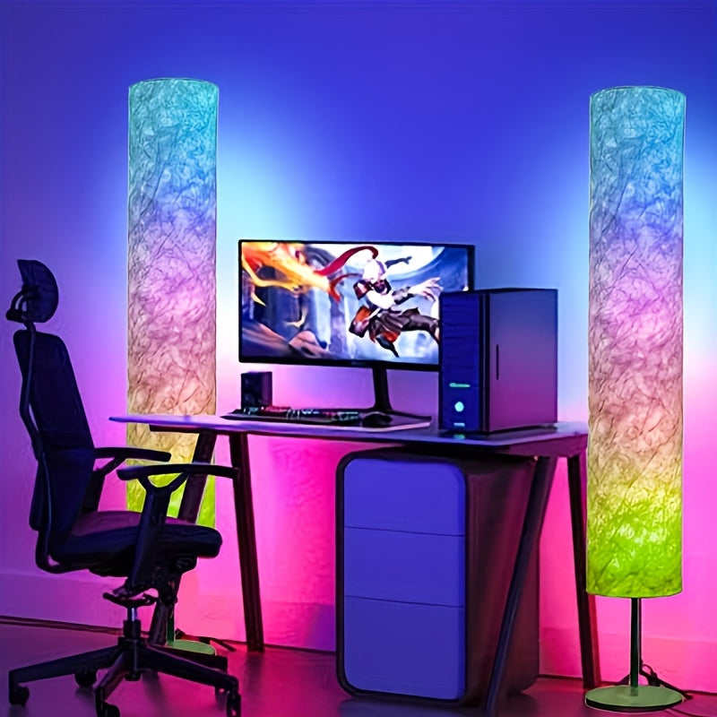1pc Lámpara de Pie Ambiente Ilusión, Luz RGB para Escenario con Múltiples Modos de Iluminación, Base Metálica Mate Moderna y Pantalla de Fibra Pura, Ideal para Fiestas KTV, Cumpleaños y Decoraciones Románticas Festivas