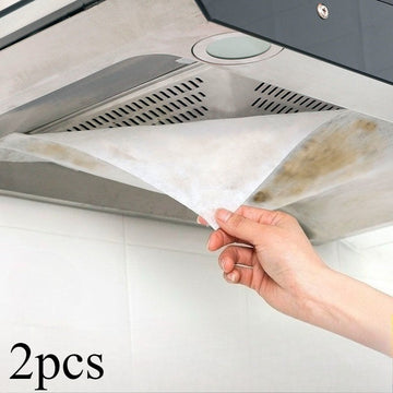 2 piezas de filtros de papel de succión de aceite para desechables de chimenea de cocina - Resistentes a altas temperaturas, a prueba de salpicaduras, compatibles con la mayoría de los modelos, diseño fácil de cortar, accesorios duraderos para electrodom