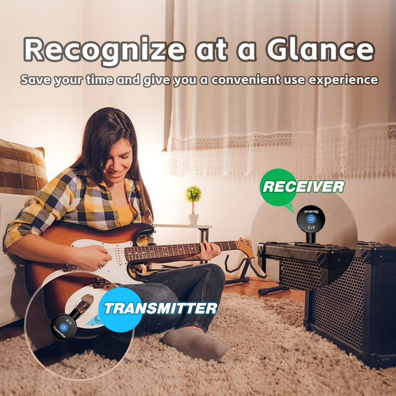 Sistema inalámbrico mini para guitarra de 2.4 GHz, transmisor y receptor inalámbrico para guitarra, bajo e instrumentos eléctricos