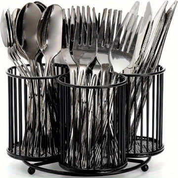1pc Organizador Giratorio de Utensilios con 3/4 Compartimentos - Jaula de Hierro Resistente para Encimeras, Diseño Vertical Ahorrador de Espacio para Cocina, Gabinetes y Estantes