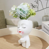 Jarrón Clásico de Resina con Chica de Café, Patrón de Camuflaje, Adorno Decorativo de Mesa con Temática Global, Accesorios para Bar de Café