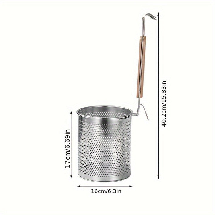 1 pza., Cesta de pasta de acero inoxidable con mango - Perfecta para blanquear, colar y servir espaguetis y fideos Accesorios de cocina