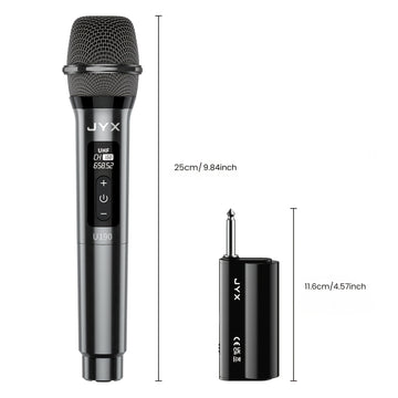 1pc JYX Micrófono Dinámico Inalámbrico Portátil con receptor de carga, con conector de 6,35 mm, alimentado por batería, para karaoke, canto, fiestas, conferencias, bodas, transmisión en vivo, videoconferencia - Material ABS, requiere baterías AA (U190)