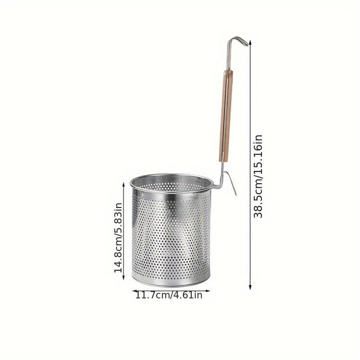 1 pza., Cesta de pasta de acero inoxidable con mango - Perfecta para blanquear, colar y servir espaguetis y fideos Accesorios de cocina