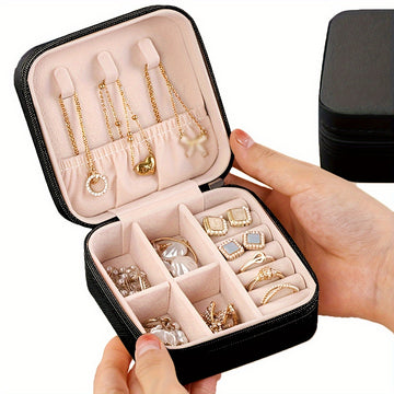 1pc Caja de almacenamiento de joyas portátil, estuche de viaje para pendientes, collar, anillo, caja organizadora de joyas simple, valentine, cajas de joyas