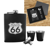 Licorera Whiskera Ruta 66 Acero Inoxidable 8 Oz + Copas RF 097