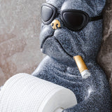 1pz/Porta Papel Higiénico con Forma de Cabeza de Perro Bulldog Lindo y Gafas de Moda, Estante para Toallas Montado en la Pared, Accesorios de Baño, Colgante Creativo sin Taladro para Cocina y Baño