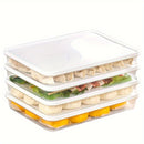 Juego de 4 recipientes para alimentos sin BPA con tapa, rectangulares, aptos para congelador y microondas, ideales para dumplings, carnes, frutas y verduras, esenciales para organizar la cocina, caja para almacenar dumplings