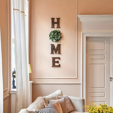 Letrero De Madera Con Corona Floral Para Sala De Estar, Decoración Rústica Y Encantadora De Granja, Entrada Y Cocina