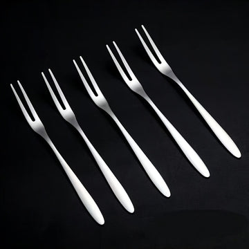 Juego de 6 tenedores de acero inoxidable, tenedores dobles, tenedores para cóctel, tenedores para aperitivos y tenedores para pastel