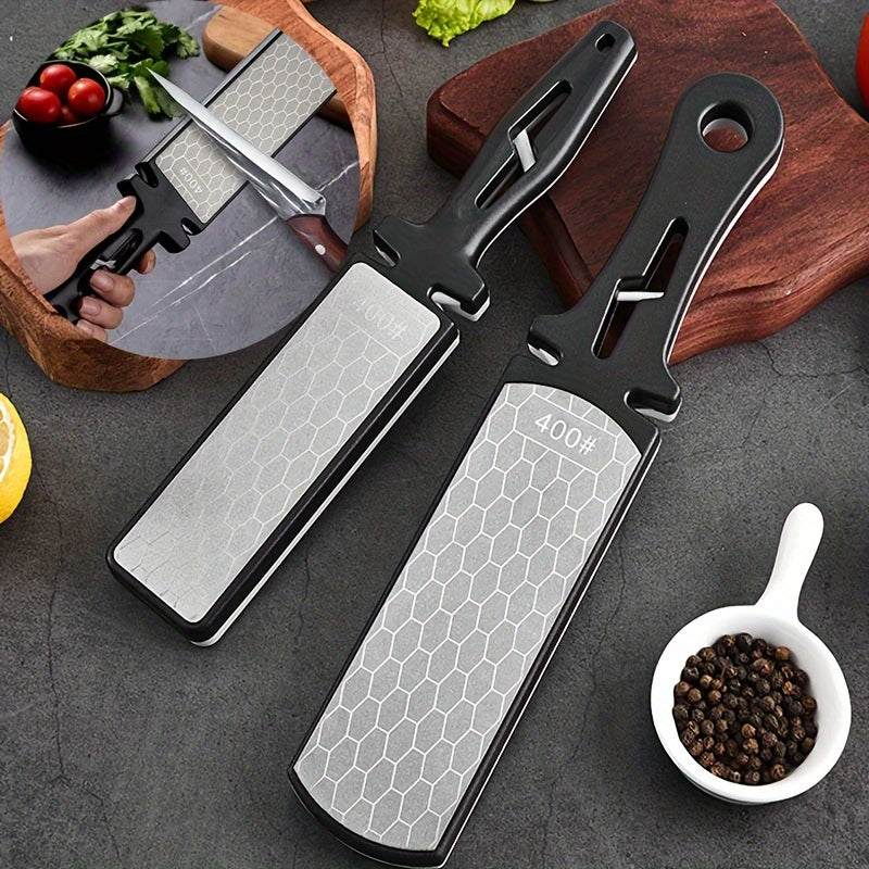 Afilar Cuchillos Manual 5-en-1 de 1 pieza con Piedra de Afilar de Doble Cara de Diamante y Cerámica Grano 400/1000 - Afilador Multicuchillas de Acero al Tungsteno para Cuchillos de Cocina, Tijeras, Cortadores - Diseño Portátil No Eléctrico para Uso Domés