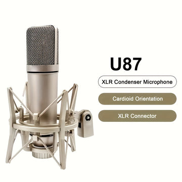 Micrófono de condensador metálico U78 - Micrófono profesional para estudio y gaming con brazo ajustable, conector de 3.5 mm, sin necesidad de alimentación, para streaming, grabación de voz y podcasting - Diseño metálico duradero, equipo de grabación de v