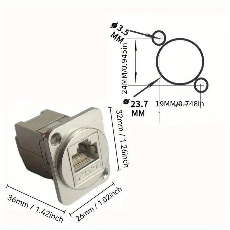 Adaptador Ethernet Tipo D RJ45 CAT7 - Blindado con Tornillos Metálicos, Carcasa de Metal Duradera, Alta Velocidad 10 Gbps, Compatible con Amazon Alexa y Dispositivos Inteligentes para el Hogar, No Requiere Energía