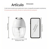 Procesador de Alimentos Mini USB Compacto de 400ml - Picadora Eléctrica de Ajo y Verduras, Cebolla, Jengibre, Chile, Frutas, Trituradora de Carne con Batería de Litio Recargable - Licuadora de Cocina Portátil para Preparación Rápida de Alimentos