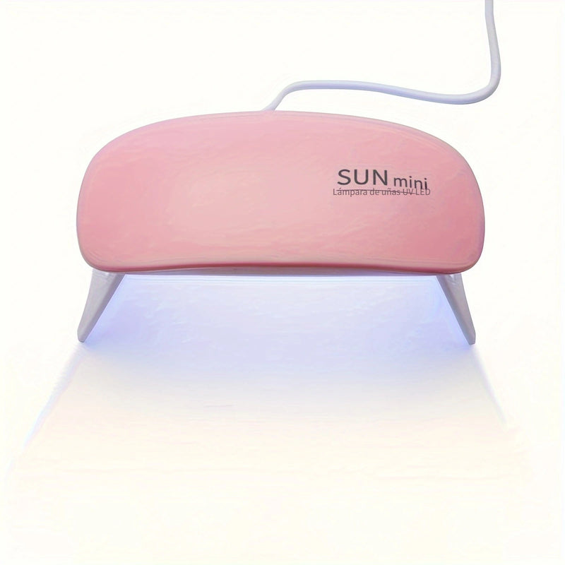 1 pza. lámpara secauñas con 6 lámparas LED, diseño mini mouse rosa, secadora de uñas portátil, alimentación por cable micro USB, para uso en casa, secado de esmalte en gel
