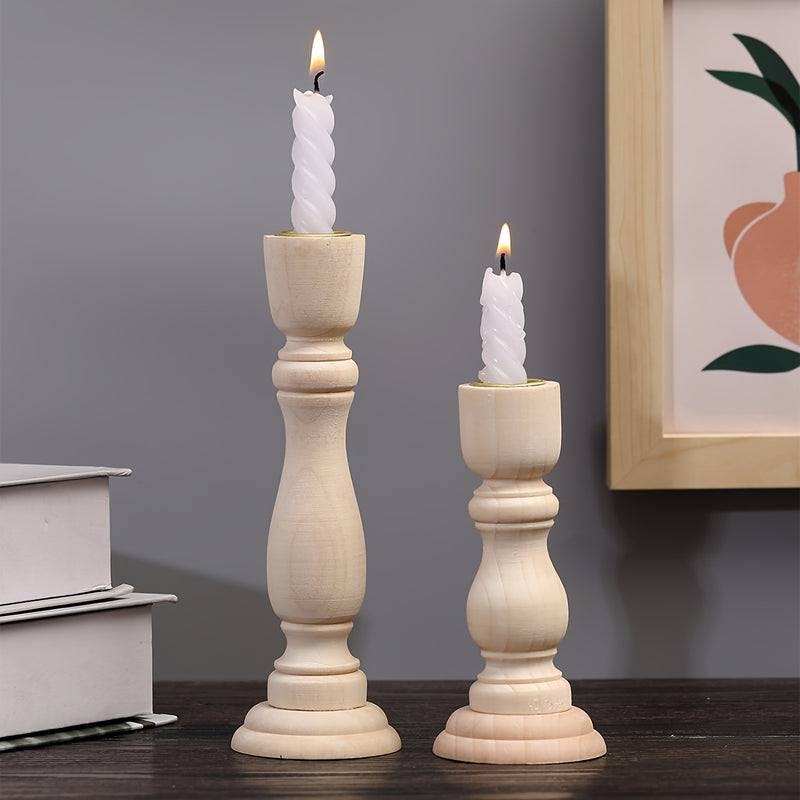 Conjunto de 2 Piezas de Candelabros de Madera Retro, Decoración Romántica de Escritorio, Adecuado para Fotografía, Aniversario, Cumpleaños, Cena de Citas, Decoración del Hogar en la Sala de Estar, Perfecto para San Valentín, Año Nuevo, Navidad