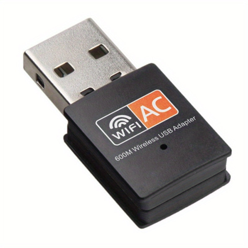 Adaptador WiFi USB, 600 Mbps, doble banda, adecuado para computadoras de escritorio (2,4 GHz/5 GHz), enchufa y juega, con instalación automática del controlador, para Windows 8/10/11.