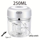 Picadora de Carne, Picador de Verduras Eléctrico, Mini Picador Recargable USB, Potente Procesador Pequeño para Alimentos, Licuadora para Jengibre, Chile, Frutas, Carnes, etc. 250ml