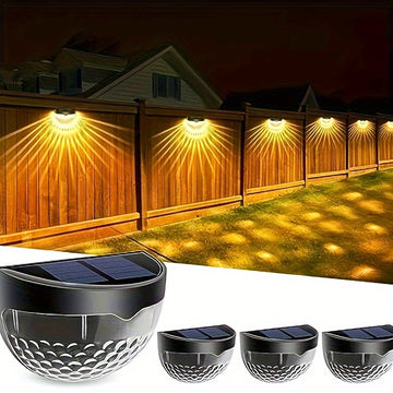 Luzes solares de 6 LED de media luna para cercas, luzes exteriores, luzes de pared negras y blancas, colgantes de gota de agua, luces de escaleras