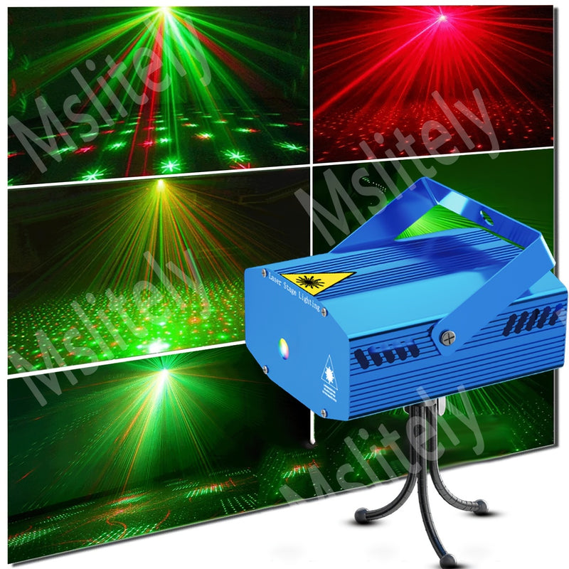 Mini proyector de discoteca con control de sonido, luz estroboscópica automática, láser y cable de alimentación USB de 99.97 cm, ideal para fiestas de cumpleaños, bodas, bares, KTV, discotecas, fiestas en casa, Halloween y Navidad (sin control remoto) (A