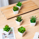 6 piezas - Combinación de plantas artificiales, bonsái verde suculento artificial para decoración interior, adorno de escritorio estilo nórdico, pequeña planta en maceta suculenta artificial, decoración del hogar