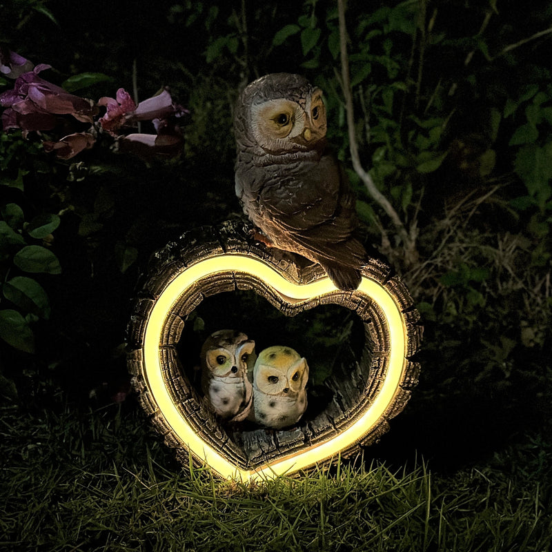 Lámpara decorativa de búho de resina con energía solar, adornos de animales para jardín exterior, batería de níquel 600mAh - XXOASIS