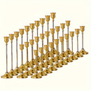 Un juego de 30 portavelas dorados de latón, candelabros al por mayor, decoración vintage para velas, soportes metálicos adecuados para la decoración del hogar, centro de mesa festivo y chimenea, Ideal para Navidad, Perfecto para Acción de Gracias