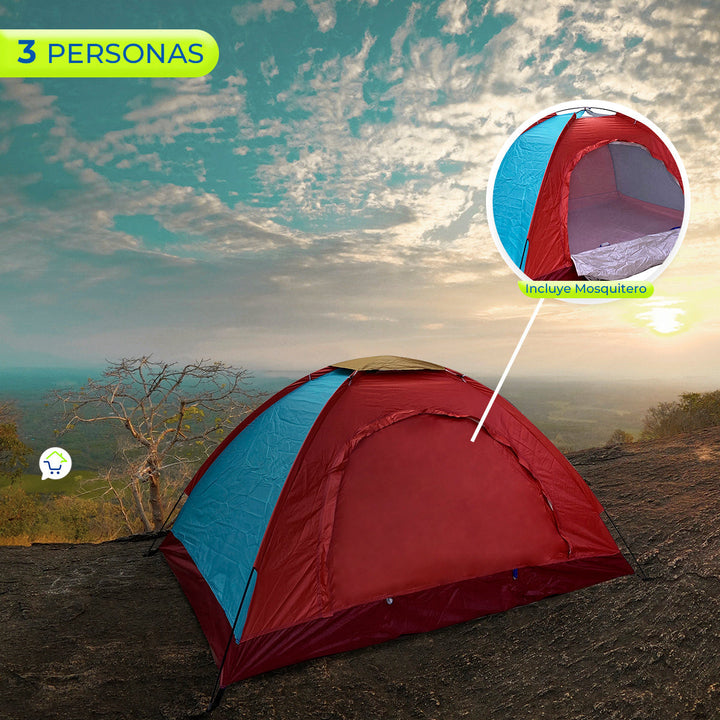 Carpa Camping Armable Semi Impermeable 3 Personas MJ-051