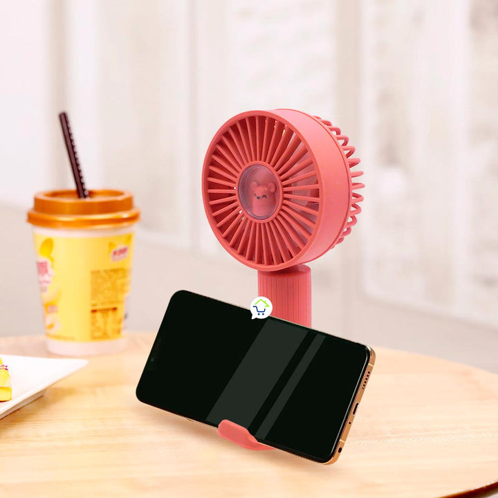 Mini Ventilador De Mano Recargable Soporte Base Celular SQ321