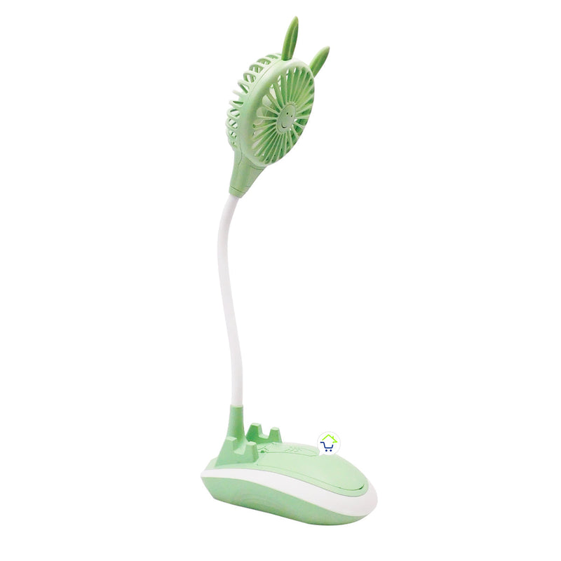 Ventilador De Escritorio Recargable Luz LED Soporte Base Celular Espejo TJ16A