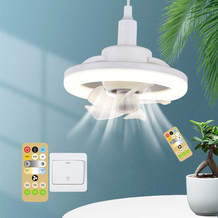 Ventilador de techo giratorio 360° 2 en 1 con luz y control remoto