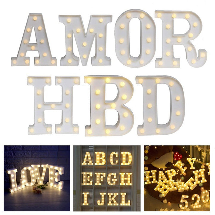 Letra Luz Led Lampara Decorativa Luces Plástico Hogar Fiestas LL07G-DCM